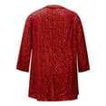 thumbnail image 5 of RYRJJ Sequin Cardigans for Women 3/4 Sleeve Open Front Outerwear Coat Casual Loose Sparkly Glitter Club Party Jackets(Red,XL), 5 of 6