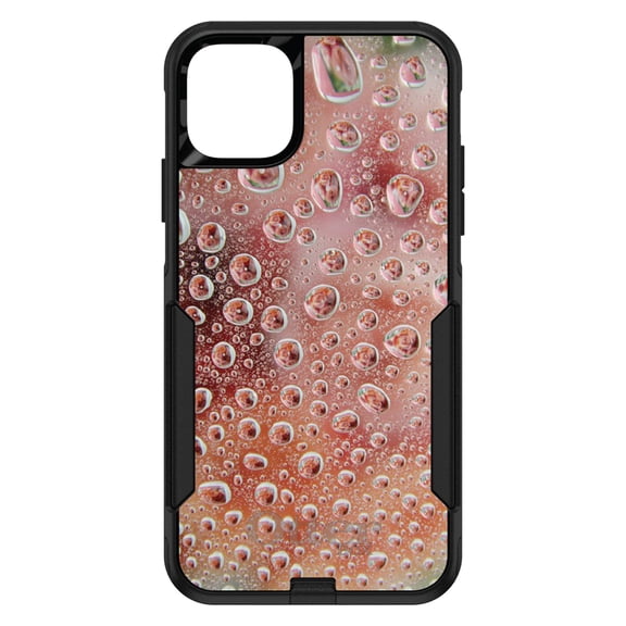 DistinctInk OtterBox Commuter Custom Case for Apple iPhone 15 (6.1" Screen) - Red Water Droplets Glass - Slim Profile Design