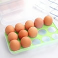 thumbnail image 2 of 23*13*7cm 15 Eggs Tray Holder with Lid,Egg Tray for Refrigerator,Portable Shatter-proof Covered Egg Container/Box(Green), 2 of 5