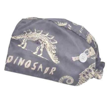 

2PCS Working Cap with Buttons and Sweatband Adjustable Tie Back Hats Bouffant Caps Hippocampus Scrub Turban Hat