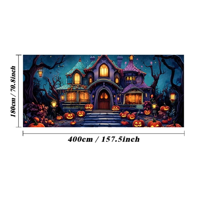 Halloween Decorations Outdoor,Personalized Halloween Garage Background - Party Matching Decorative Hanging Tapestry Cloth