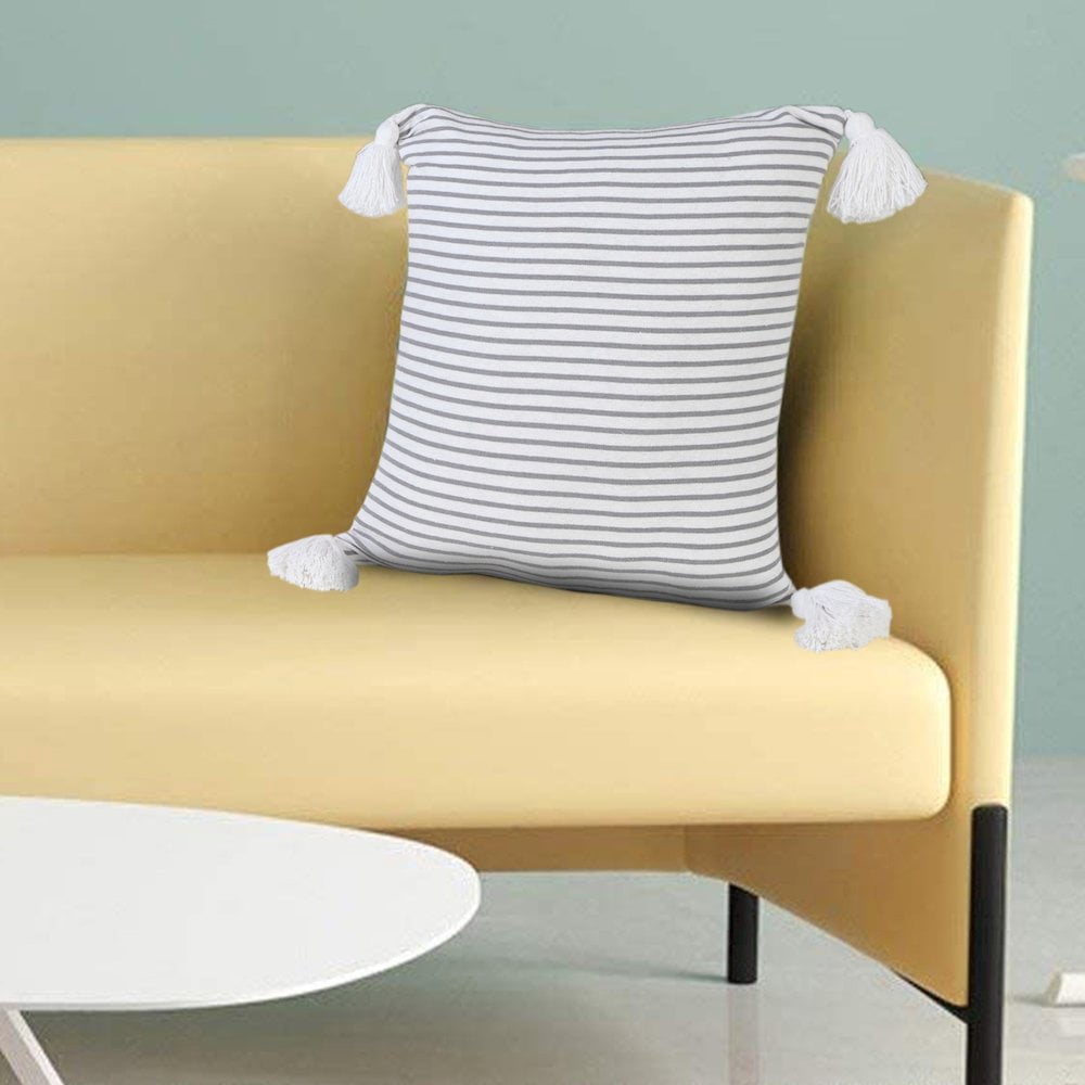 LR Home Basic Balanced Striped Throw Pillow with Tassels