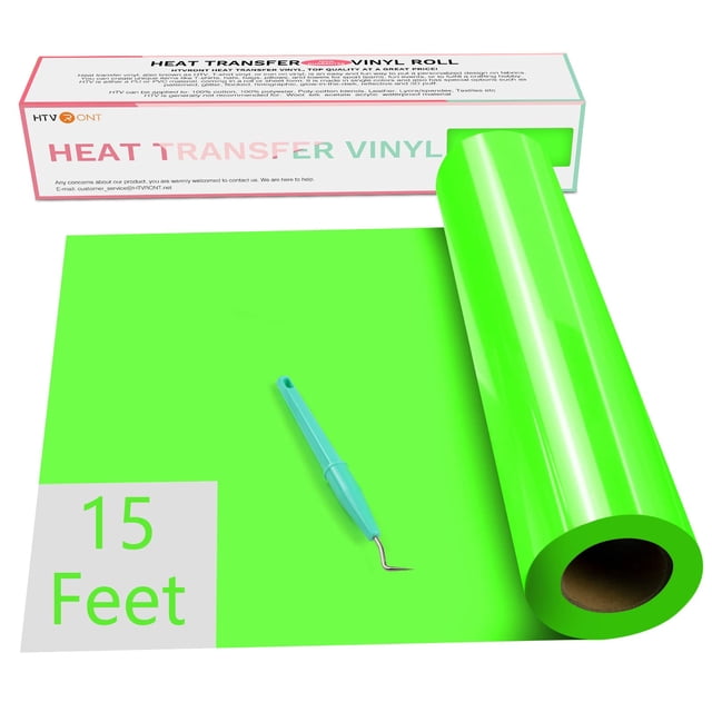 Vinilo de transferencia de calor HTVRONT verde neón de 12 x 15 pies para camisas