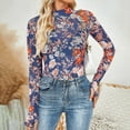 thumbnail image 4 of Towmus Womens Lace Long Sleeve Mesh Top Floral Neck Going Out Top Sheer Blouse Fashion Fall Outfits 2025, 4 of 6