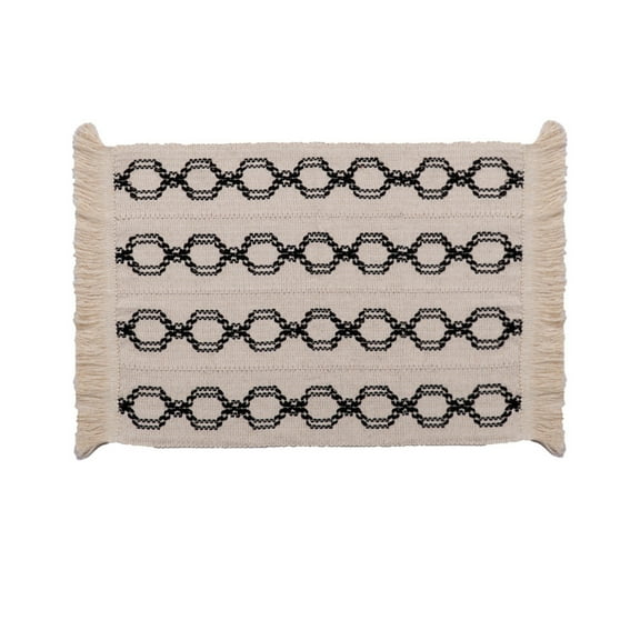 HHGBAD Fabric Placemats, Cotton Linen Blend, Heat Insulating, Decorative Tassel Design, Elegant for Dining, Holiday Table Setting, Party Events, Home Decoration