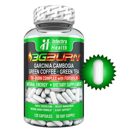 Intechra Health 3G BURN Fat Burning Aid - Thermogenic Diet Pills Made with Garcinia Cambogia, Green Coffee, Forskolin, and Green Tea - 120 (Best Fat Burning Diet Meal Plan)