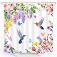 thumbnail image 3 of ZXMBF Cortina de ducha con diseño de colibrí y flores de acuarela, diseño de pájaros, mariposas, plantas florales, naturaleza, decoración moderna para el hogar, baño, bañera, tela impermeable de 71.7, 3 of 5