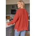 thumbnail image 2 of Women's Crewneck Batwing Long Sleeve Sweaters 2023 Fall Oversized Ribbed Knit Side Slit Pullover Tops, 2 of 13