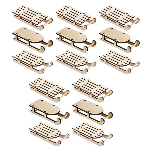 CTIRCHIU 5Pcs Each Style Miniature Wooden Sleigh Wood Sled Ornament for Classroom Holiday Decor