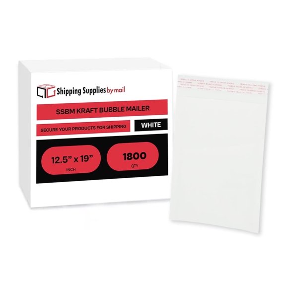 SSBM #6 White Kraft Bubble Mailers 12.5" x 19" Lightweight Padded Mailers for Packaging and Shipping 1800 Pieces