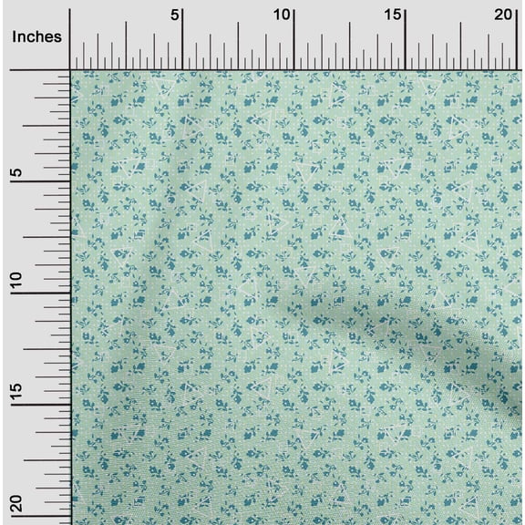 oneOone Cotton Jersey Arctic Blue Fabric Leaves,Floral & Triangle Geometric Sewing Craft Projects Fabric Prints By Yard 58 Inch Wide