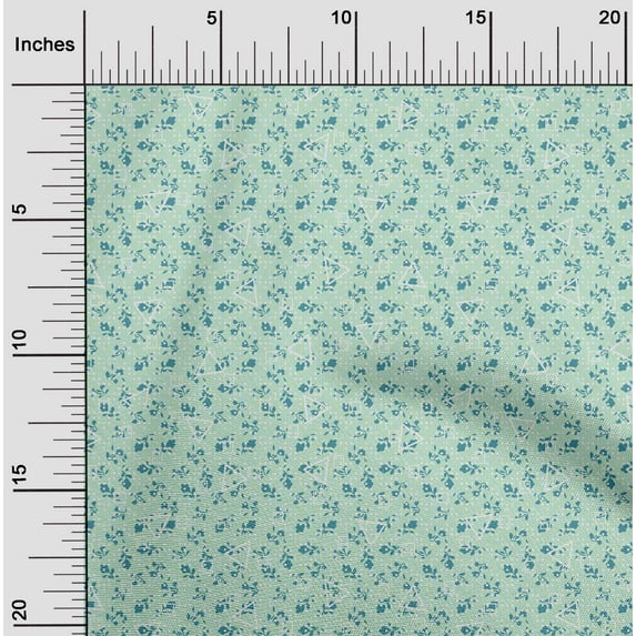 oneOone Viscose Chiffon Arctic Blue Fabric Leaves,Floral & Triangle Geometric Quilting Supplies Print Sewing Fabric By The Yard 42 Inch Wide