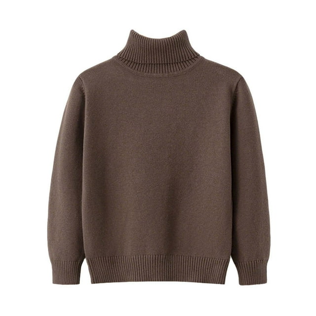 Dealovy Chandails pour Tout-Petits Bébé Couleur Unie Chandail Basique Haut Enfants Automne Col Montant Manches Longues Blouses en Coton