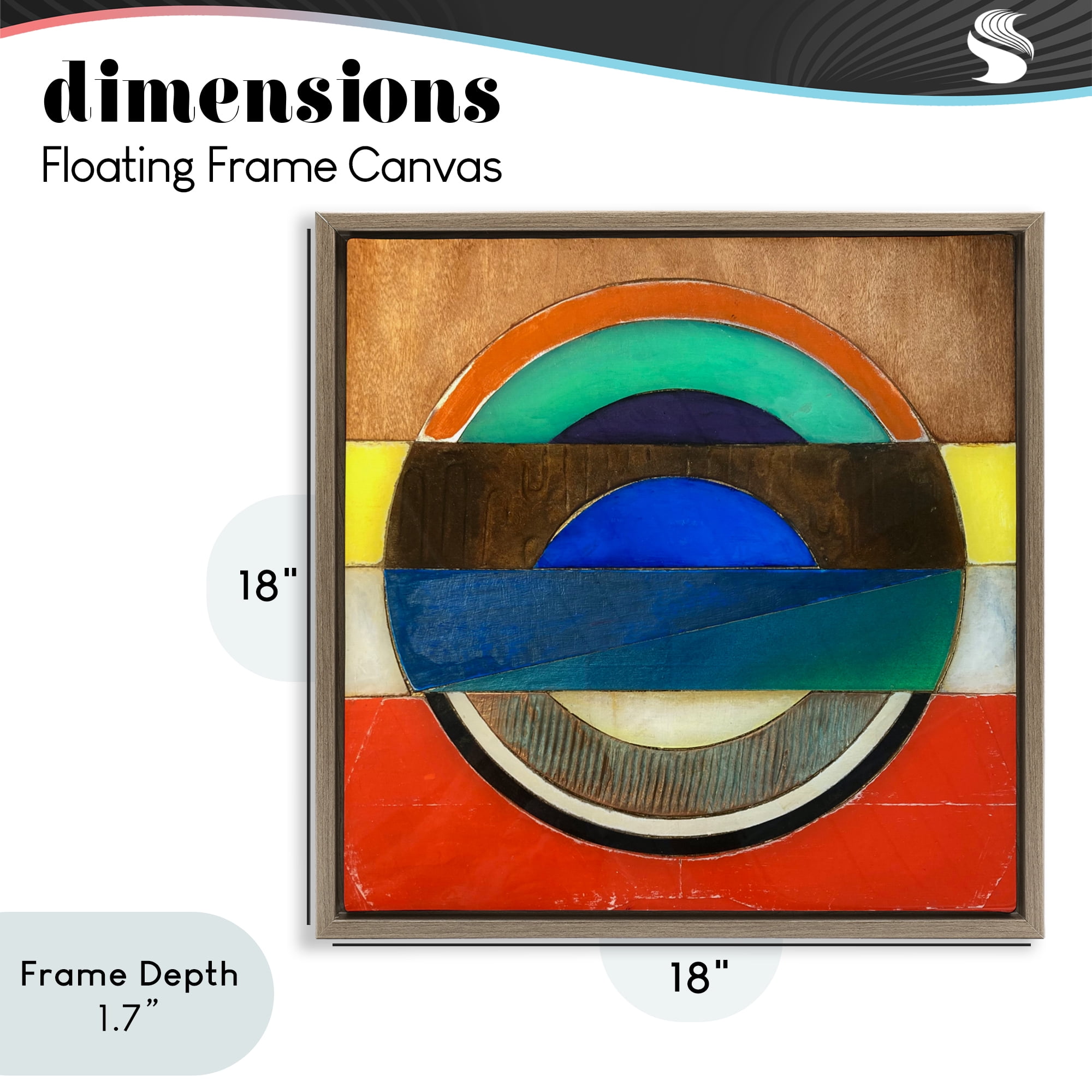 Stupell Industries Bisected Circle Structure Brown Framed Floater Canvas Wall Art, design by Matthew Finger