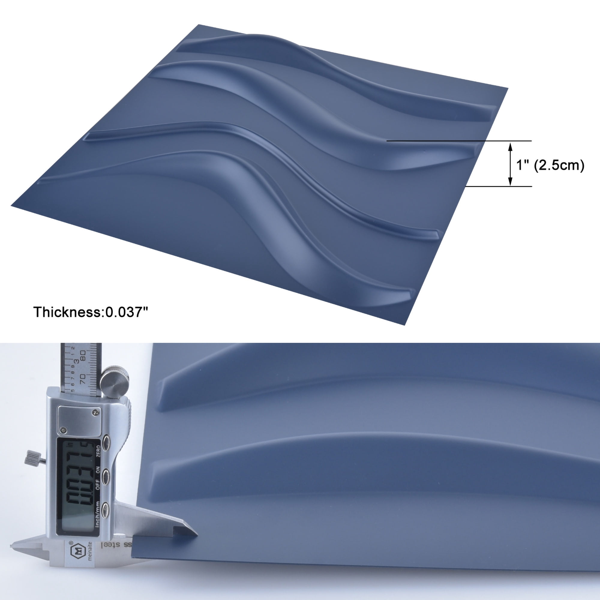Art3d Blue Wave Design PVC 3D Wall Panels, 19.7" x 19.7", 12-Pack