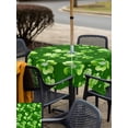 thumbnail image 4 of St. Patrick's Day Outdoor Tablecloth - 60x60 Inch Square Dining Table Cover, Spring Shamrock Leaves Polka Dots Dark Green Waterproof Outdoor Table Cloth with Umbrella Hole & Zipper for Picnic/Patio, 4 of 7