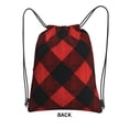 thumbnail image 2 of Plaid Flannel In Red Drawstring Backpack Bag Water Resistant Yoga Shopping Cinch Bag Sackpack For Men Women, 2 of 7