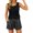 Black, variant on Womens Summer 2 Piece Loungewear Set Solid Square Neck Tank Top Floral Striped Print Drawstring Shorts Casual Sleep Outfit With Pockets