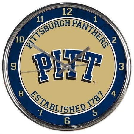 Pittsburgh Panthers Round Chrome Wall Clock