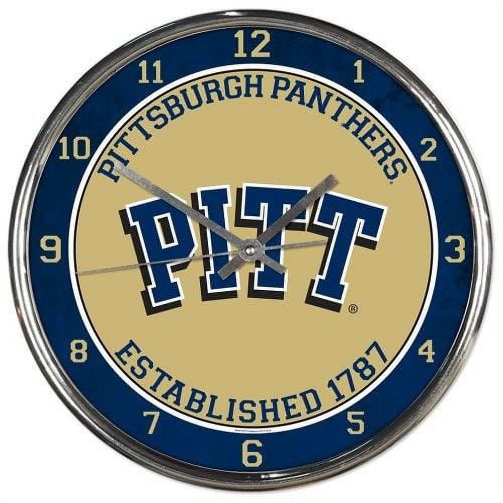 Pittsburgh Panthers Round Chrome Wall Clock