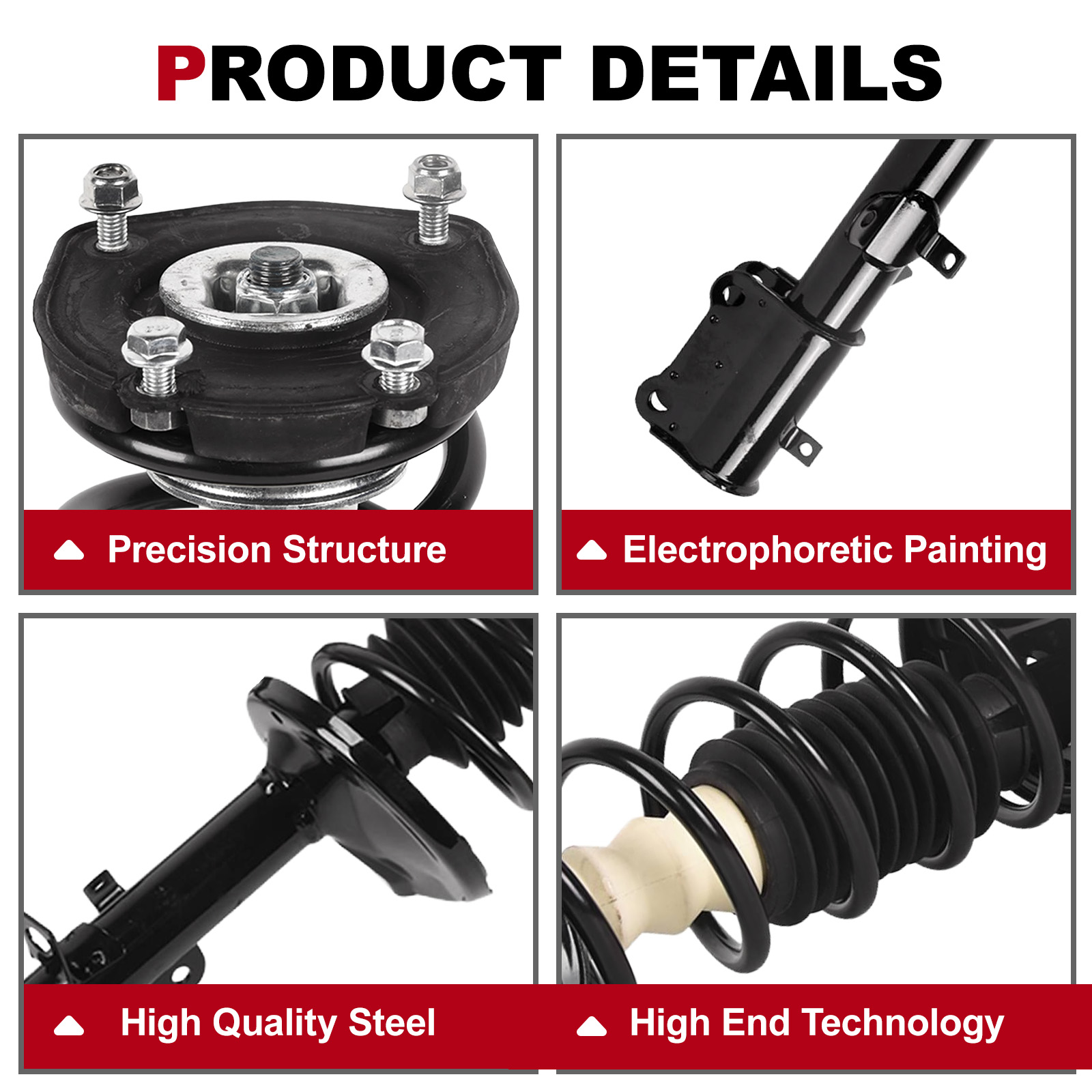 TOPAZ 171953 171954 Rear Complete Shock Struts absorbers Assembly with Coil Springs Compatible with Chevrolet Prizm 1998-2002, for Geo Prizm 1993-1997, for Toyota Corolla 1994-2002