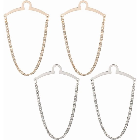 1 Box 4Pcs Tie Chain Tie Clips Chain Fashion Necktie Links Neck Collar Pins Brooch Men Accessories for Business Wedding Neckties Wear