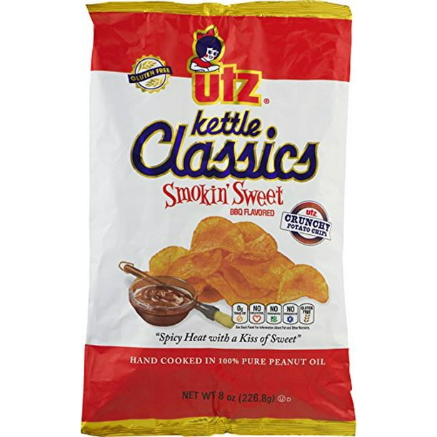 Utz Kettle Classics Smokin' Sweet BBQ Crunchy Potato Chips 8 oz. Bag (4