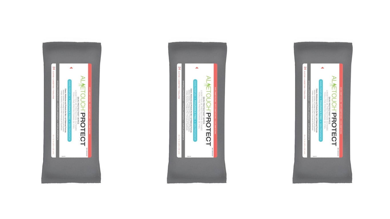 Aloetouch PROTECT Dimethicone Skin Protectant Thick Washcloths (Wet Wipes), 3.2% Dimethicone, 8in x 12in, Unscented, 24/Pk -  3 Pack