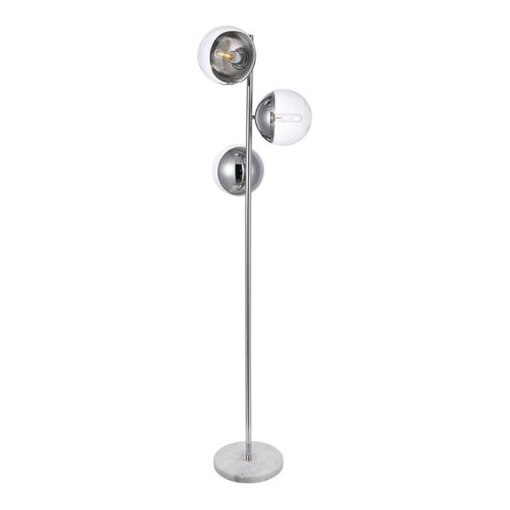 Eclipse 3 Lights Chrome Floor Lamp With Clear Glass