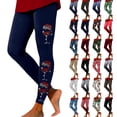 thumbnail image 3 of Arlun Women's Christmas Leggings Snowflake Printed Stretchy High Waisted Workout Pants Comfy Soft Tummy Control Sports Active Legging Tights Navy XXL, 3 of 5