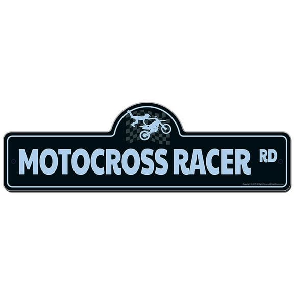 Motocross Racer Street Sign | Indoor/Outdoor | Funny Home Decor for Garages, Living Rooms, Bedroom, Offices | SignMission personalized gift