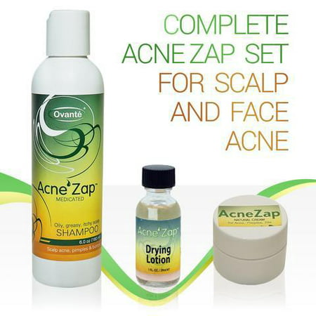 Acne Zap Kit for Face and Head Acne, Ovante Best Acne Kit with Over The Counter Products For Treatment of Scalp and Face Acne. Shampoo, Drying Lotion & Face (Best Over The Counter For Blackheads)