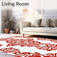 thumbnail image 2 of ODIKA 3'x5' Machine Washable Non-Slip Area Rug, Vintage Garden Damask with Elaborate Petal Flourishes High Traffic Rug, Red, 661357, 2 of 7