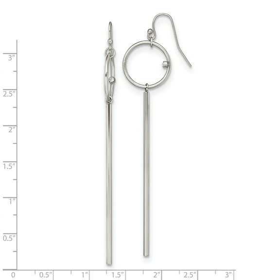 Primal Steel Stainless Steel Crystal Bar Dangle Shepherd Hook Earrings