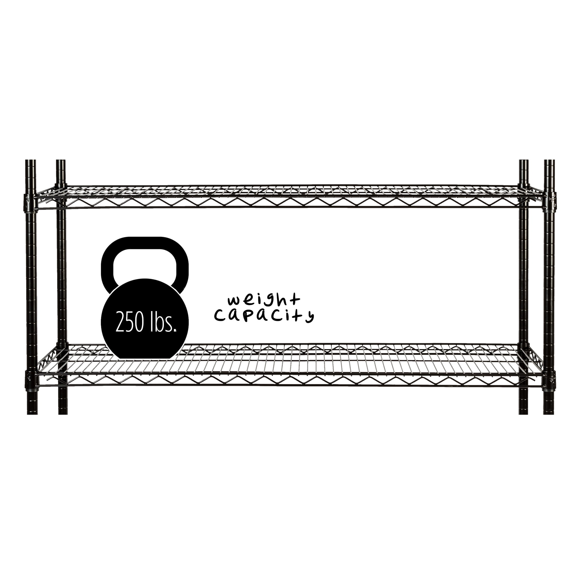 Honey-Can-Do 4-Shelf Steel Heavy-Duty Adjustable Storage Shelves, Black, Holds up to 250 lb per Shelf