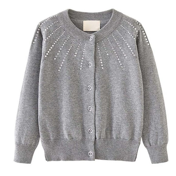 Zshosam Cardigan Girls Kids Girls Cardigan Sweater Cute Graphic Soft Button down Open Front Tops Long Sleeve Warm Thick Coats Clothes Size 7T 8T,(Grey 7-8 Years)