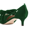 thumbnail image 2 of XYD Women Chic Cutout Bowknot Slip On Pumps Kitten Low Heel Pointy Closed Toe Stylish Classic wedding Shoes Size 7 Green, 2 of 3