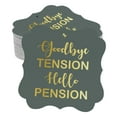 thumbnail image 1 of Inkdotpot Real Gold Foil Good Bye Tension Hello Pension Retirement Tags Favor Bracket Shape Hang Pack Of 100 Paper Tags, 1 of 7