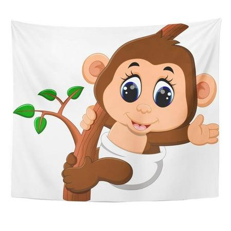 UFAEZU Brown Adorable Cute Cartoon Monkey Ape Baby Best Bottle Character Wall Art Hanging Tapestry Home Decor for Living Room Bedroom Dorm 51x60