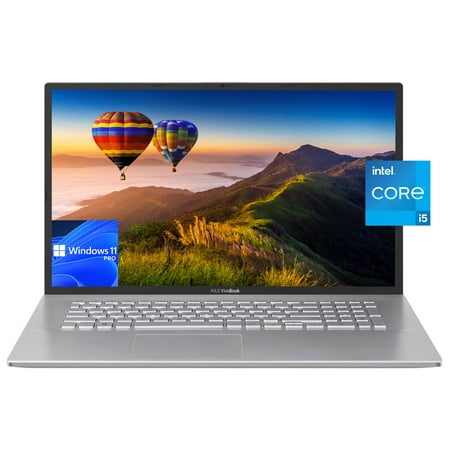 [Windows 11 Pro]ASUS Vivobook 17 17.3" HD+ Business Laptop Computer, Intel 4-Core i5-1035G1, 12GB RAM, 1TB HDD, Numeric keypad, WiFi, Bluetooth, Silver, w/Office Accessories