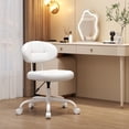 thumbnail image 4 of Silla de tocador Misolant de cuero PU blanco con soporte lumbar, 4 of 8