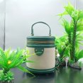 thumbnail image 1 of DEBGFS Mini Retro Round Bucket Bag - Vibrant Color Contrast  Chic Crossbody Design - Versatile Cylinder Purse for Fashion-Forward Style,Green, 1 of 7