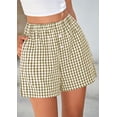 thumbnail image 4 of Green Women's Shorts, Women'S Shorts Cute Soft Elastic Waist Plaid Print Front Pajama Bottoms Shorts Sleepwear,Women's Shorts L, 4 of 7