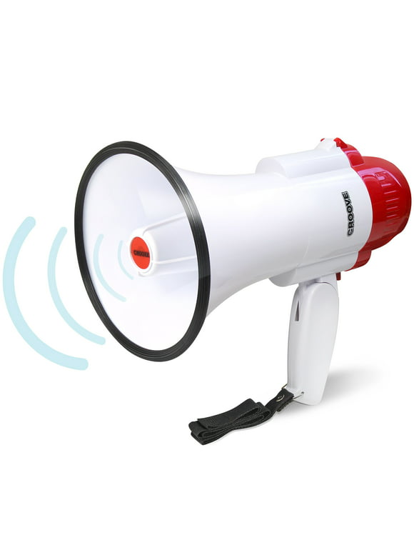 Croove Megaphone Bullhorn - Bull Horn Loud Speaker with Siren for Kids and Adults - 30 Watt Lightweight - 800 Yard Range - Loud Speaker, Air Horns