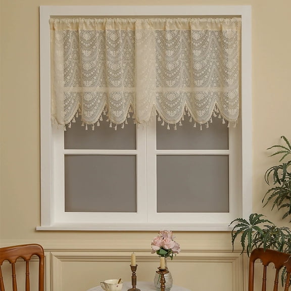 Namzi Beige Half Window Curtains - Cafe Curtains with Rod Pocket, 150*60 - 1 slice Durable Polyester Fabric for Curtains , Ideal for Kitchen, Dining Room, Small Windows Decor.Style A