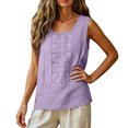 thumbnail image 5 of Womens Tank Tops Summer Cotton Linen Embroidery Casual Blouse Loose Fit Scoop Neck Gauze Boho Shirts, 2XL, 5 of 7
