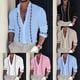 thumbnail image 5 of Men Casual Collared Dress Long Sleeve Button Down Muscle Slim Blouse Shirts Tops, 5 of 8