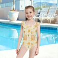 thumbnail image 4 of Girls Ruffled One Piece Swimsuit Summer Beach Vacation Swimwear Tank Swimsuit Light Brown Capybara, 4 of 8