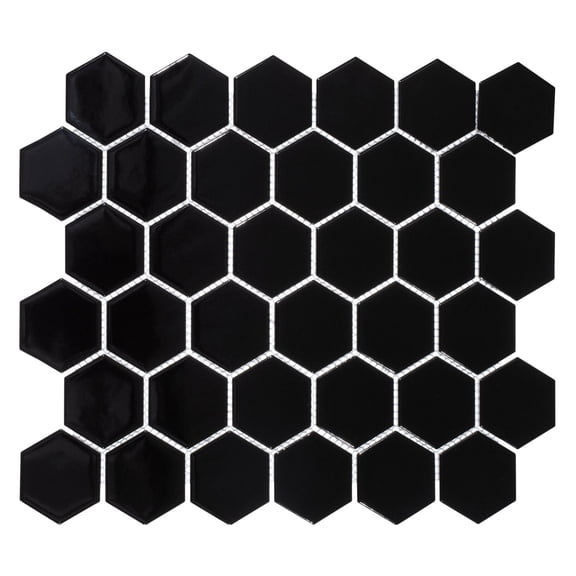 Stylish-Rad 2-in. Hexagon Honeycomb Glossy Porcelain Wall & Floor Mosaic Tile