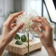 thumbnail image 4 of 1PC Artificial Pompom Chrysanthemum Flowers, Lifelike Fake Mum Ball Blooms with Green Leaves, for Home Decor Living Room Table Centerpieces Office Shelf Wedding Bouquet Floral Arrangements, 4 of 7